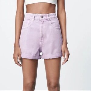 Zara High-Waist Lavender Mom fit high rise Bermuda Denim Shorts Size 2